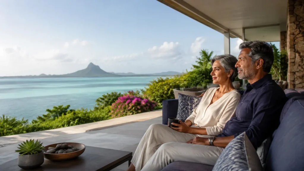 Retired couple enjoying coastal living under the Mauritius Retired Non-Citizen Residence Permit